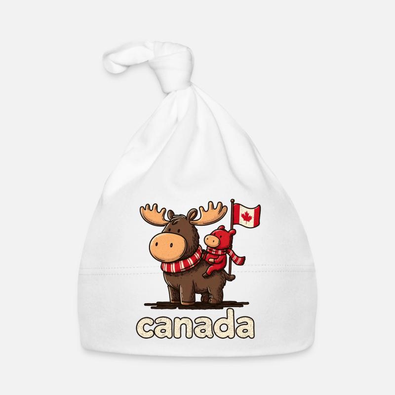 Mousse du Canada avec un petit compagnon Bonnet bio Bébé