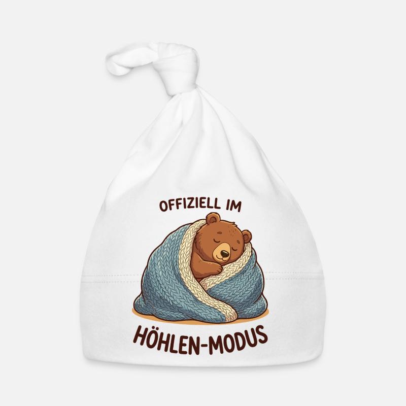 Cuddly bear in cave mode Organic Baby Cap