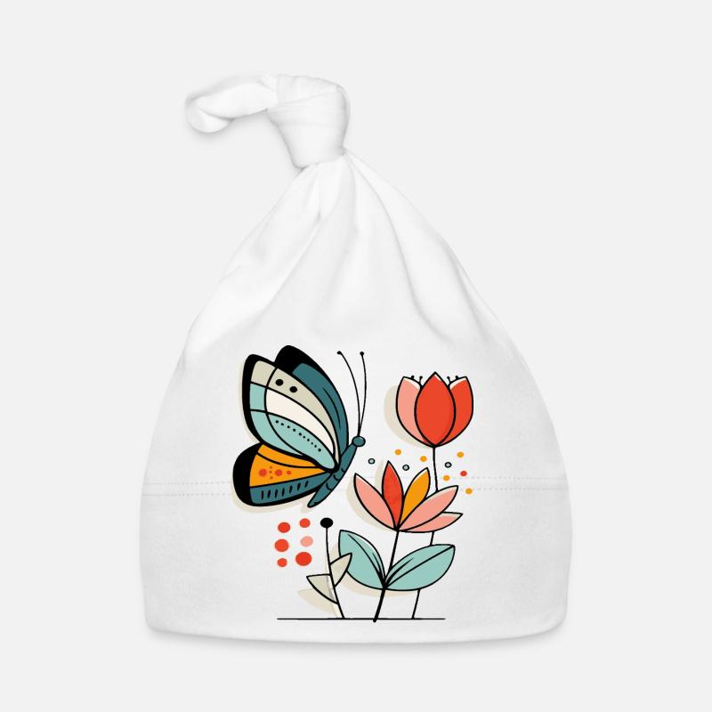 Butterfly flies to flowers Organic Baby Cap
