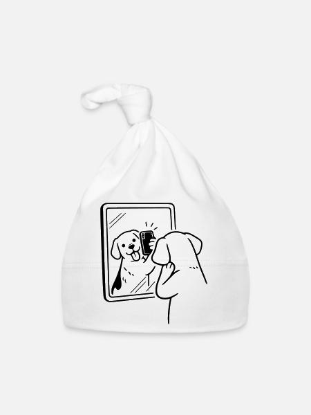 Chien Selfie Chien - Bonnet bio Bébé - blanc - Devant
