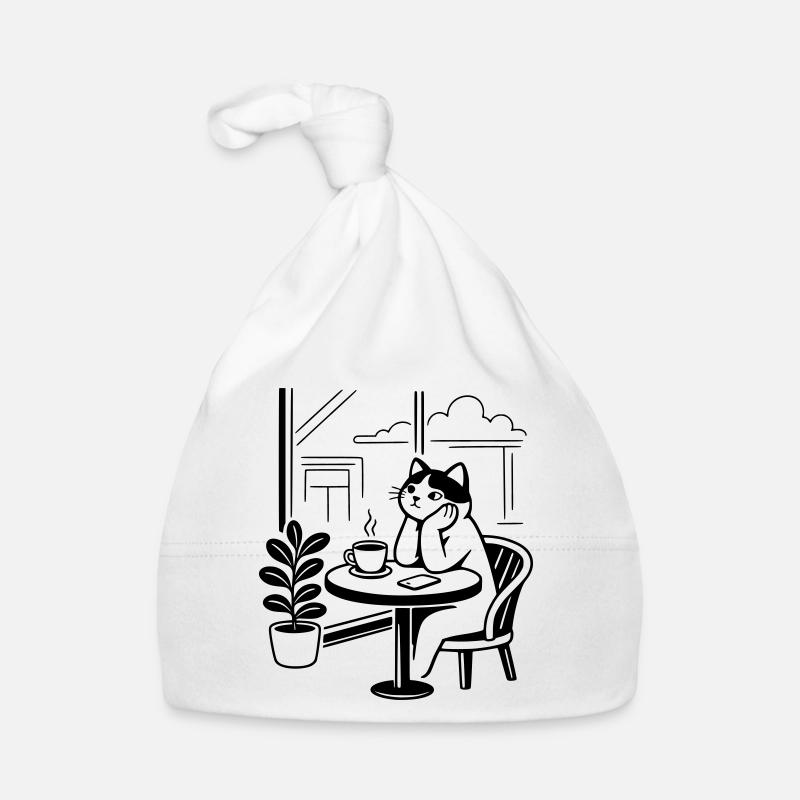 Nachdenkliche Katze Café Baby Bio-Mütze