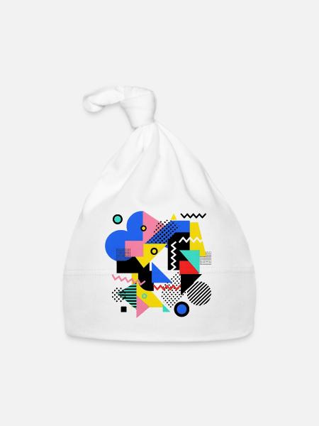 Pop Art de l’explosion géométrique des couleurs - Bonnet bio Bébé - blanc - Devant