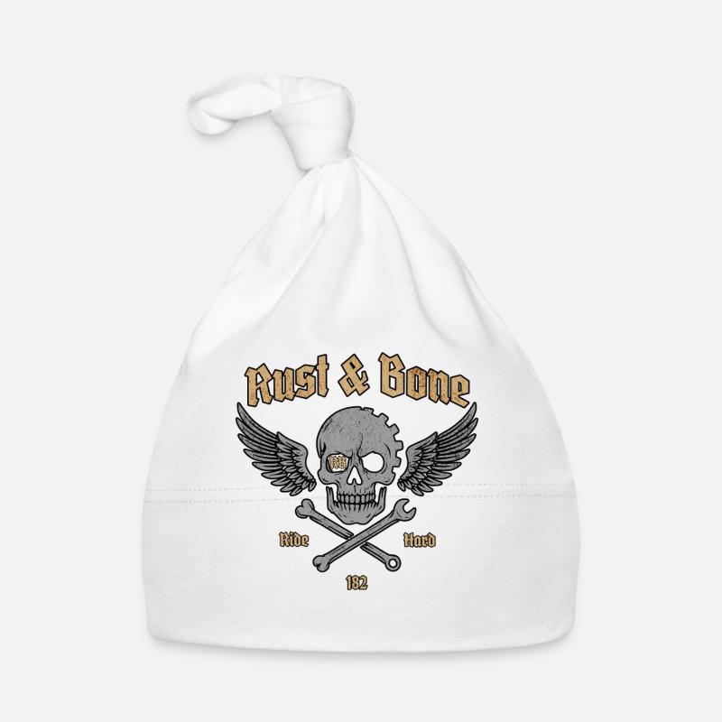 Rust Bone Motorcycle Skull Wing Design Organic Baby Cap