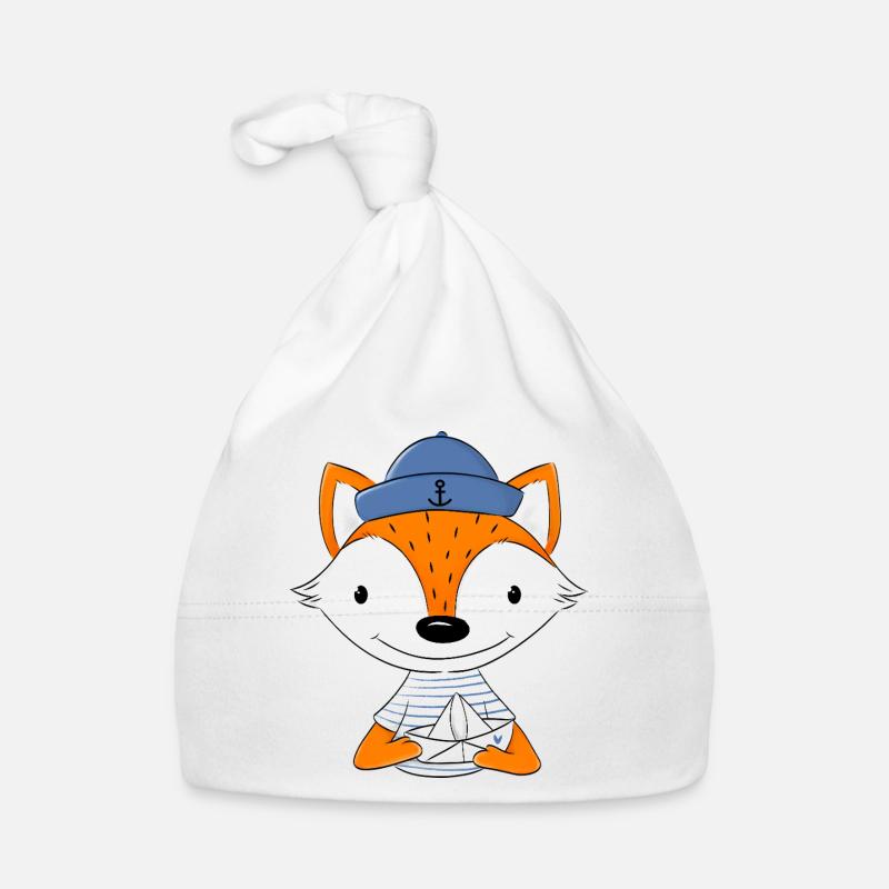 Renard marin avec bateau en papier Bonnet bio Bébé