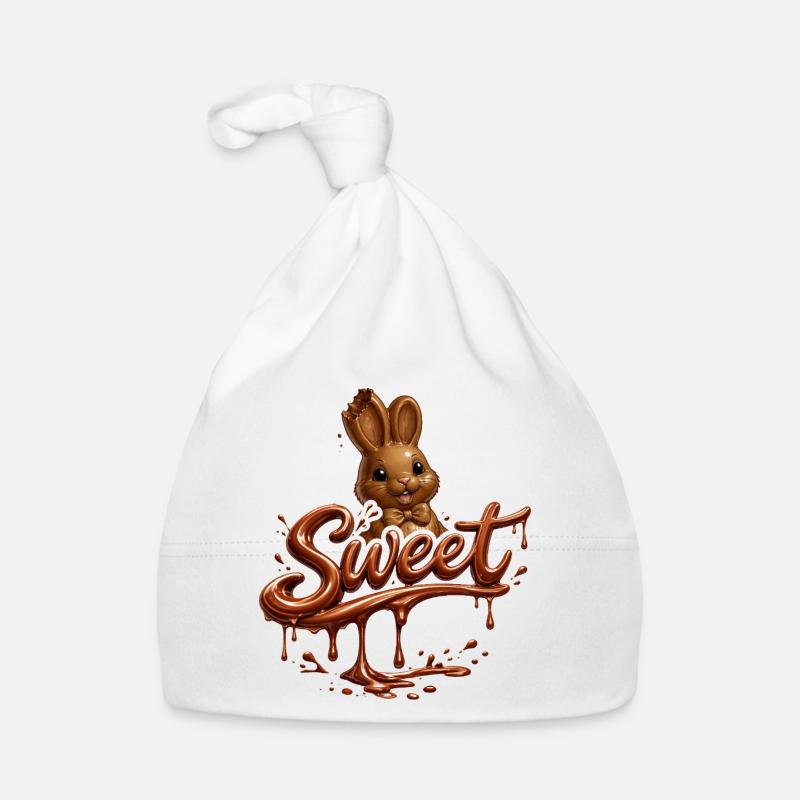 Lapin en chocolat avec lettres douces Bonnet bio Bébé