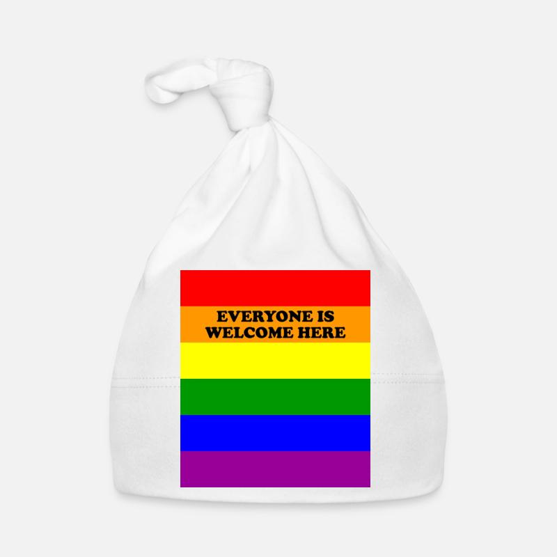 Inclusive Rainbow Pride Banner LGBT Everyone is we Organic Baby Cap