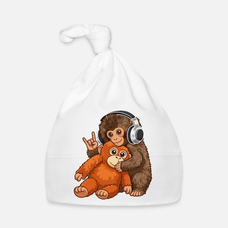 Monkey Punch Affe Musik hören  Baby Bio-Mütze