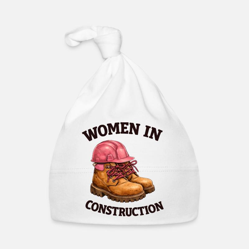 Women in Construction Work Boots and Construction Helmet Organic Baby Cap