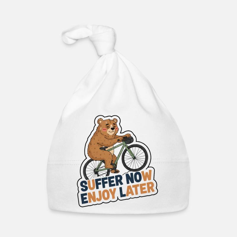 Souffrir maintenant Profiter plus tard de l’autocollant Cycling Bear Bonnet bio Bébé