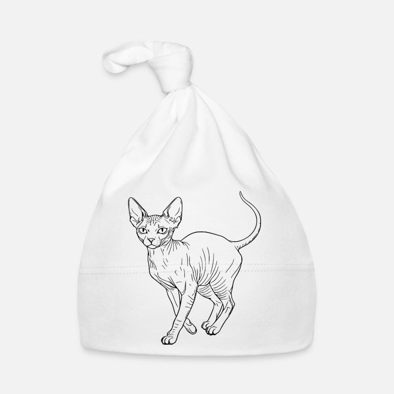 Minimaliste Sphynx Cat - Illustration d’art Fine Line Bonnet bio Bébé