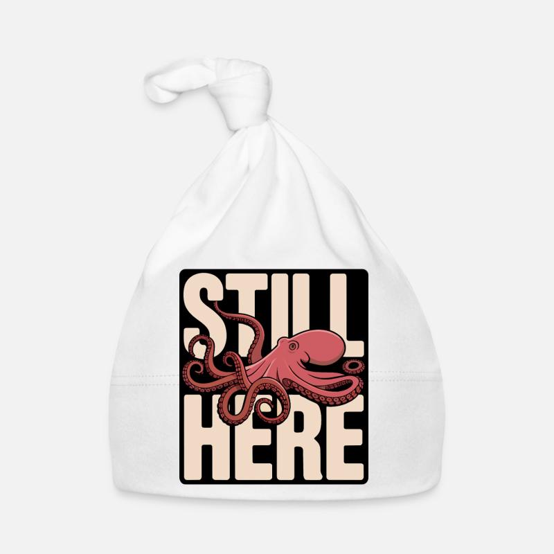 Pieuvre dans le lettrage « Still Here » Bonnet bio Bébé