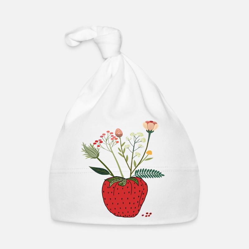 Fraise avec bouquet de fleurs Bonnet bio Bébé
