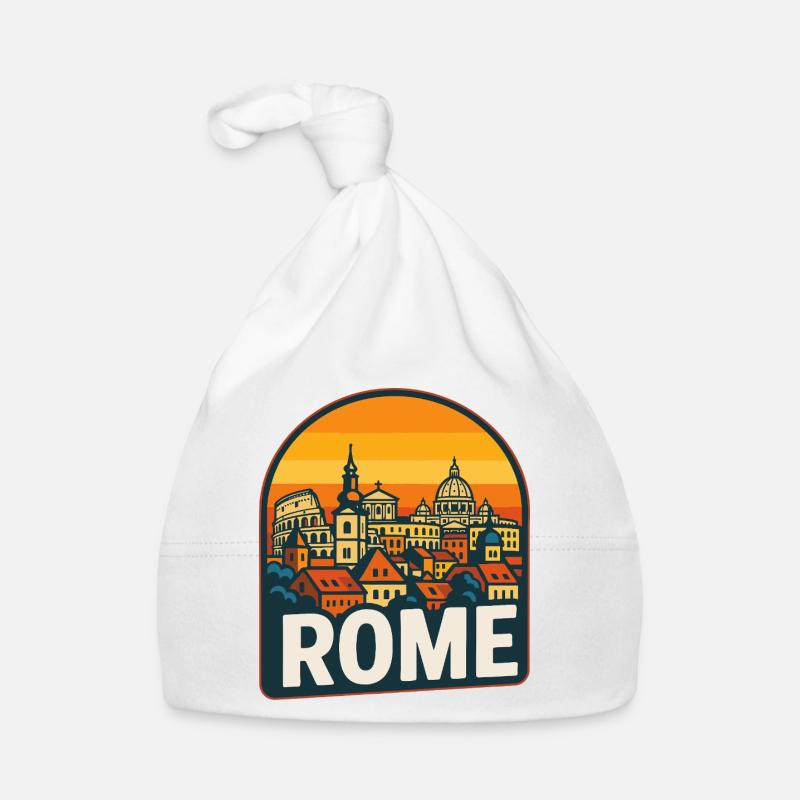 Art rétro du Colossée du Coucher de Soleil de Rome Skyline Bonnet bio Bébé