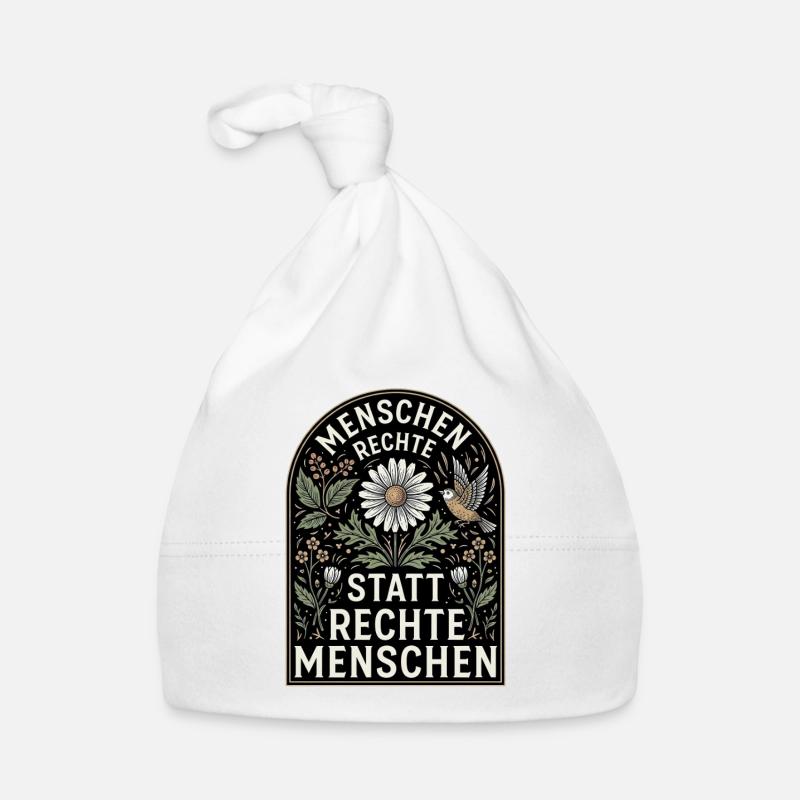 Retro Blumen Design Menschenrechte Spruch Baby Bio-Mütze