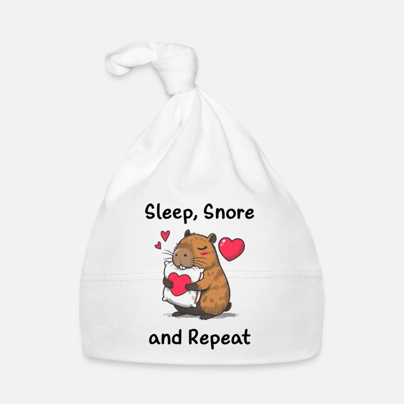 Amour du cœur capybara - Bonnet bio Bébé - blanc