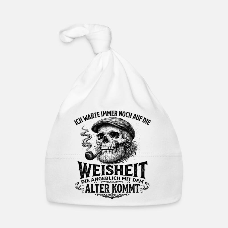 Weissheit,Totenkopf mit Pfeife, Mütze Geburtstag Baby Bio-Mütze