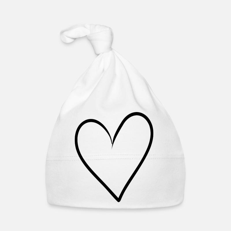 Hand Drawn Heart Line Art Organic Baby Cap