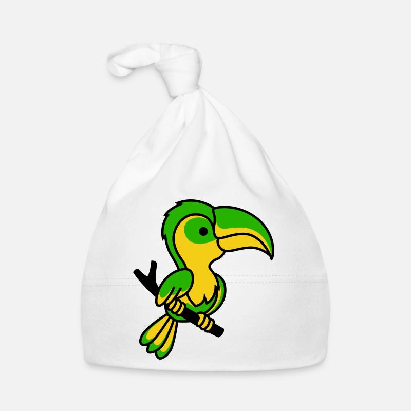 Toucan néon vert et jaune Bonnet bio Bébé
