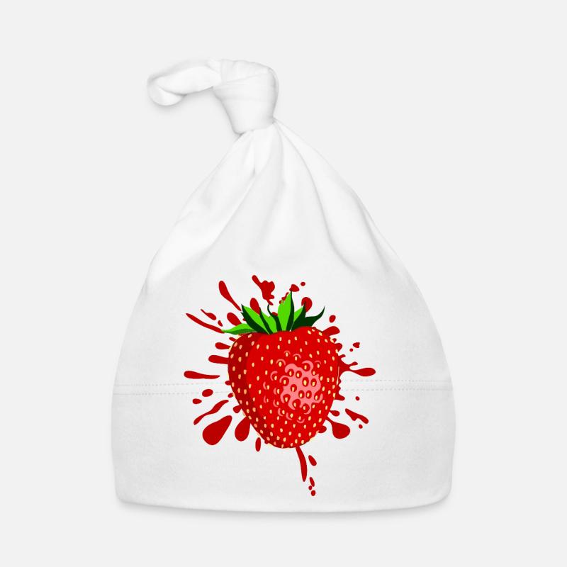 Strawberry Splash Fruit Art Organic Baby Cap