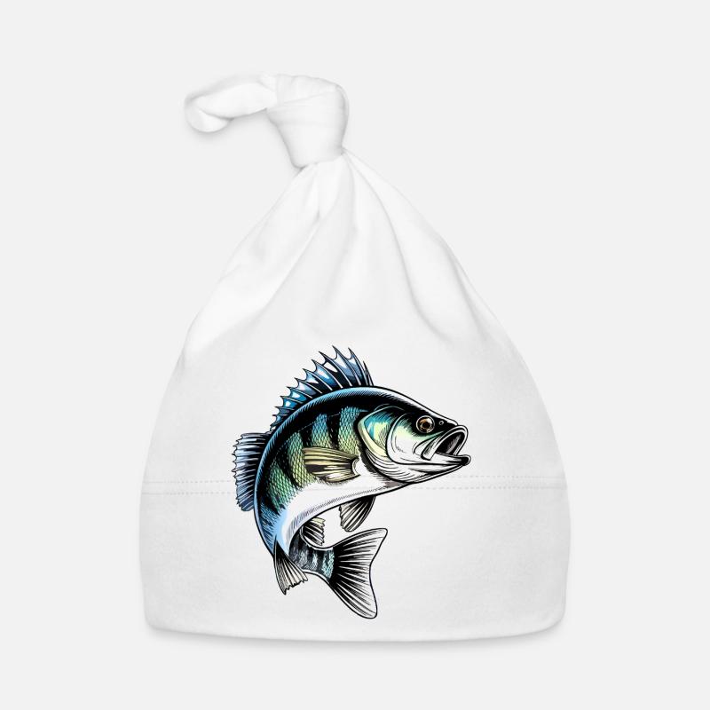 Jumping Perch Dynamic Fish Illustration Organic Baby Cap