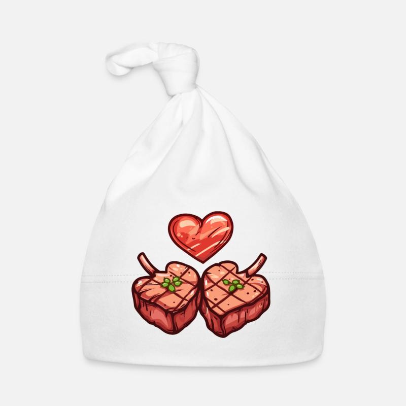 Steak Fleisch Giillen Paar Liebe Herz Baby Bio-Mütze
