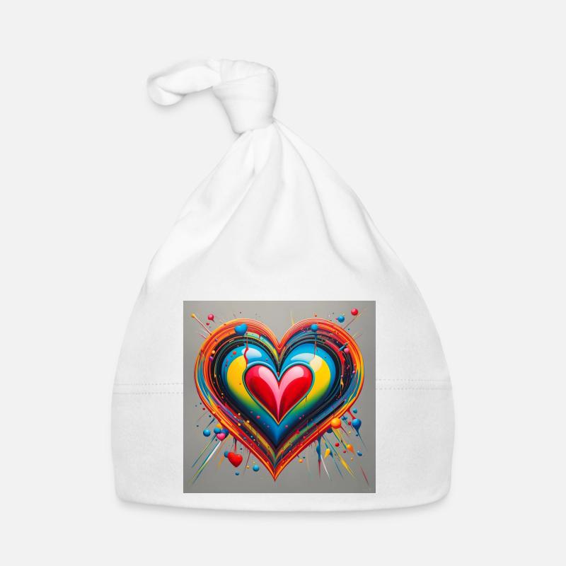 Un coeur éclatant - Bonnet bio Bébé - blanc
