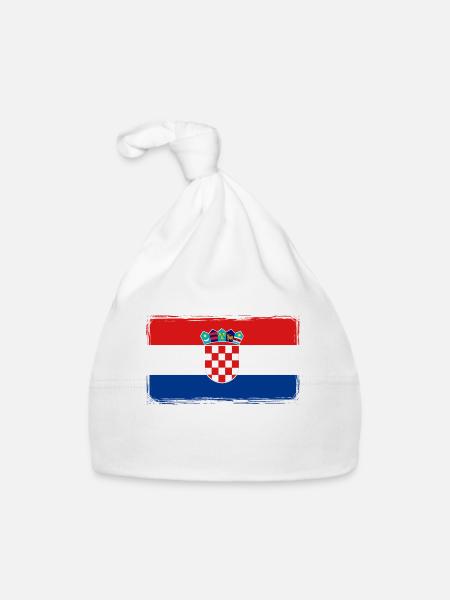 Croatia Flag Used Look Adria Zagreb Croatian - Organic Baby Cap - white - Front