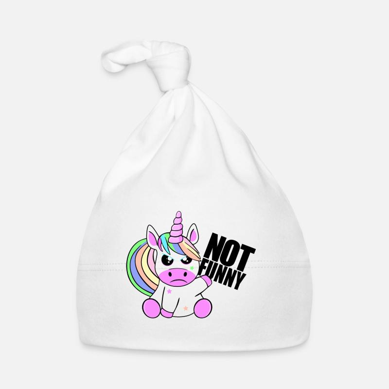 Licorne, pas drôle. Ce n'est pas drôle. Bonnet bio Bébé