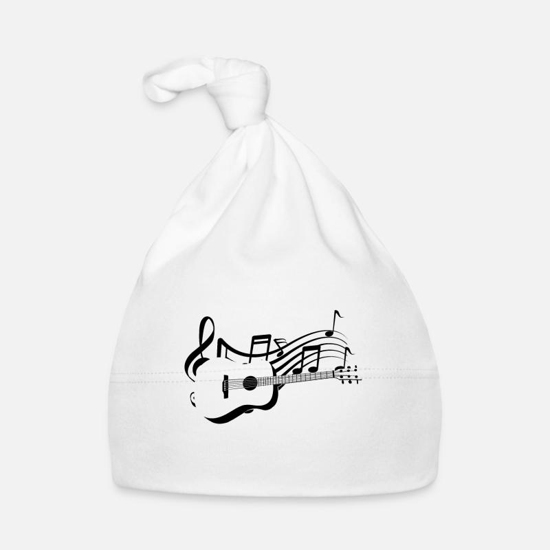 Classical guitar on musical notes score Organic Baby Cap