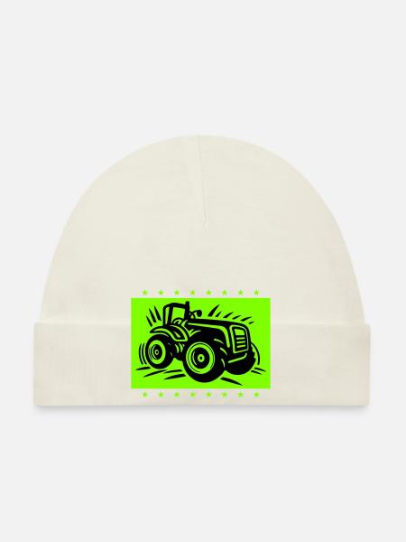 Tracteur Agriculteur Agriculteur Icône - Bonnet bio Bébé - blanc - Devant