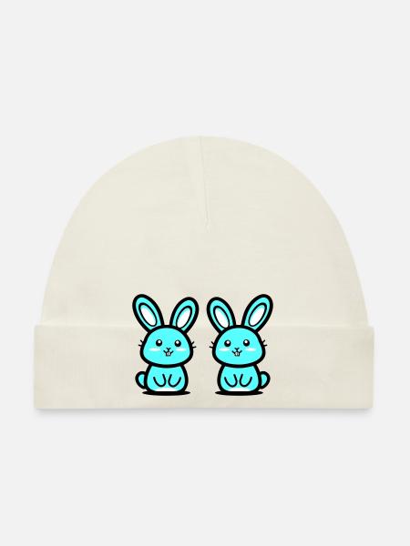 Ostern Symbol Hase - Baby Bio-Mütze - Weiß - Vorne
