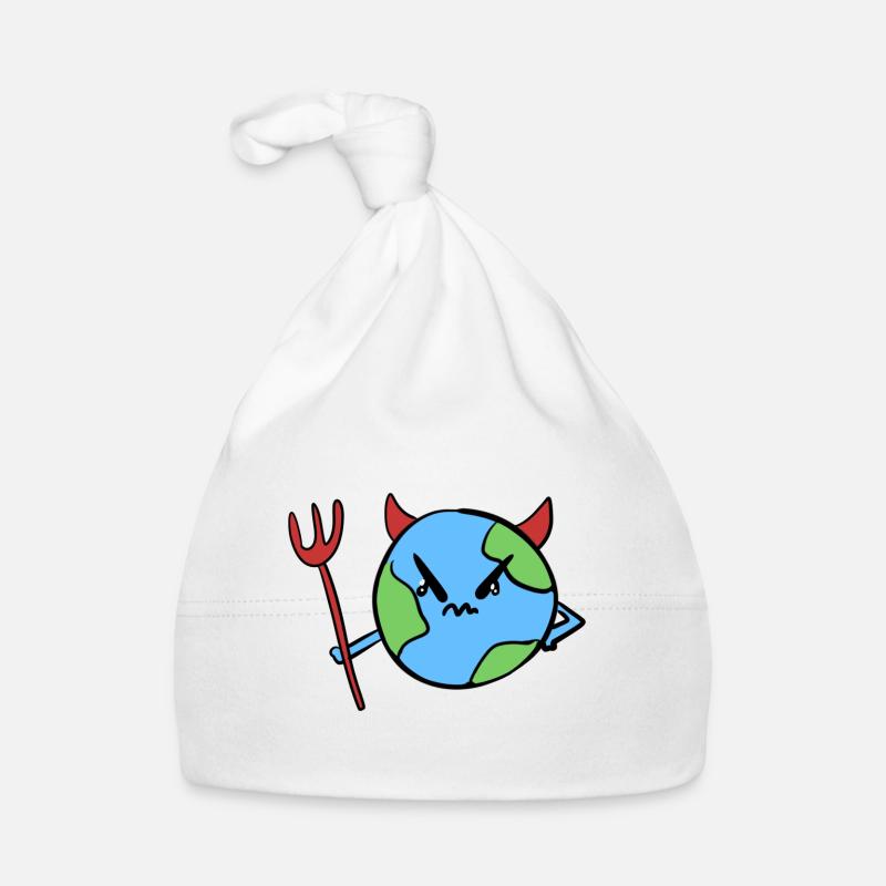 Devil Earth world symbol evil angry Organic Baby Cap