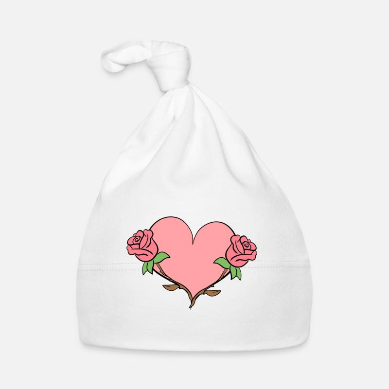 Rose Fleur Coeur Forme Symbole Fleurs Roses Bonnet bio Bébé