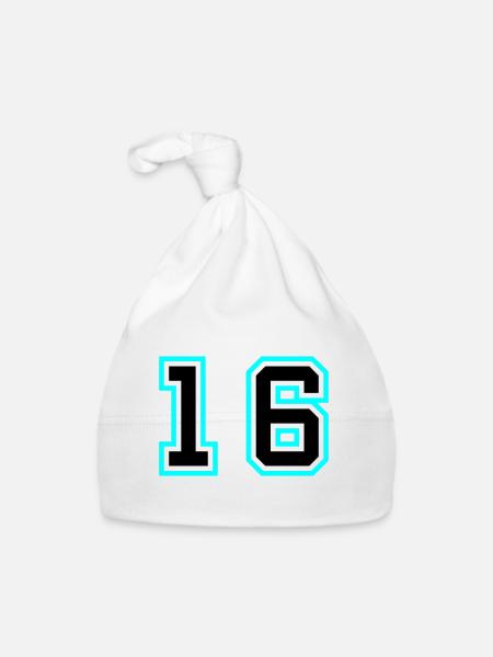 16 Symbole numérique - Bonnet bio Bébé - blanc - Devant