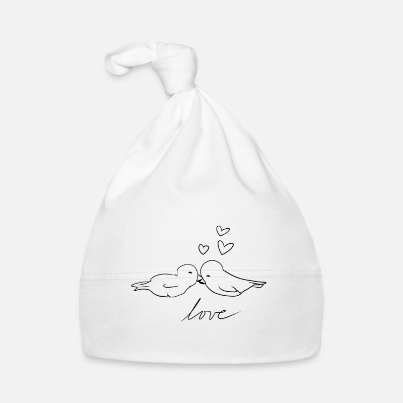 cœurs oiseaux couple Saint-Valentin Bonnet bio Bébé