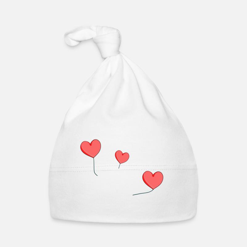 ballon rouge trois cœurs Bonnet bio Bébé