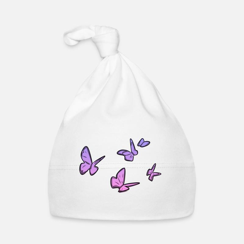 papillons roses symbole violet papillon Bonnet bio Bébé
