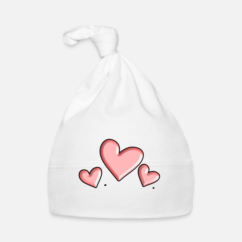 trois cœurs cœur rose Saint-Valentin Bonnet bio Bébé
