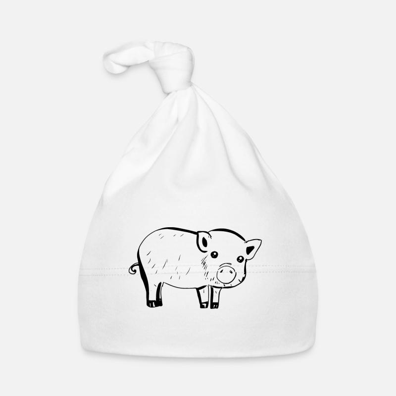 Symbole cochon animal bébé contraste Bonnet bio Bébé