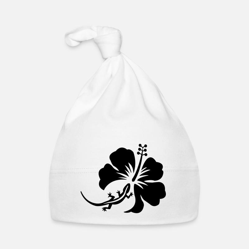Margouillat hibiscus - Bonnet bio Bébé - blanc