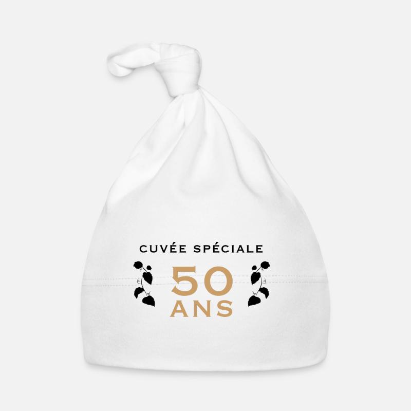 Idée cadeau humoristique 50 ans - Bonnet bio Bébé - blanc