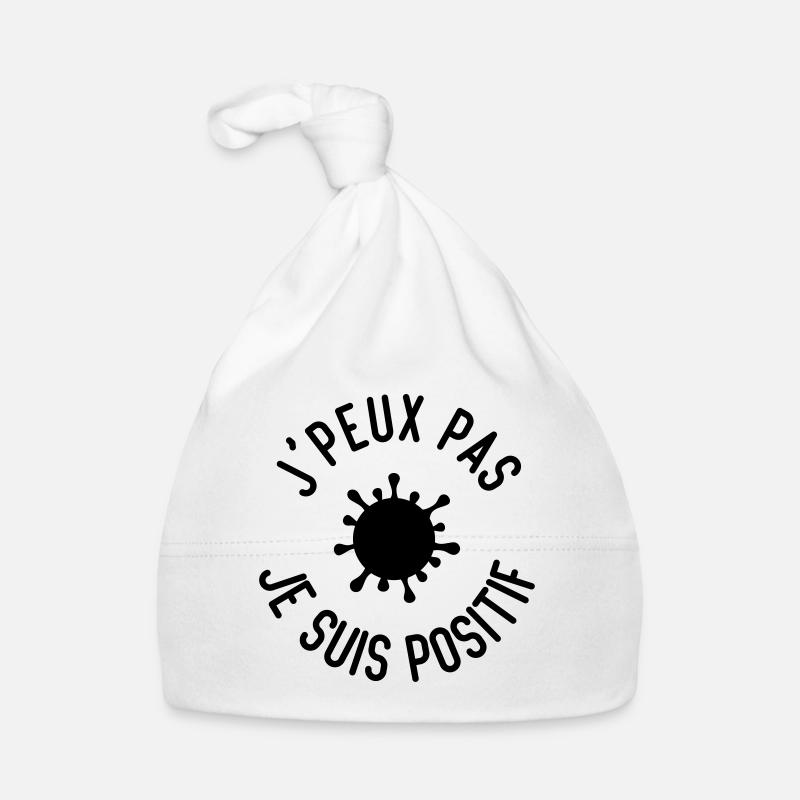 Je peux pas je suis positif - Bonnet bio Bébé - blanc