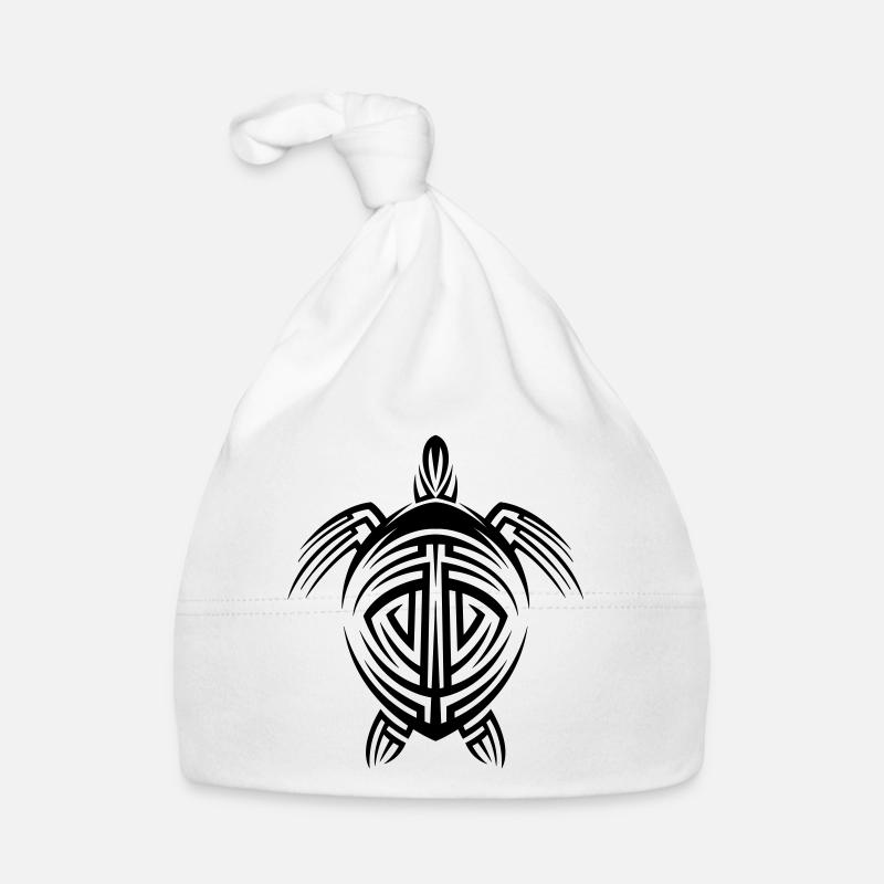 Tatouage tribal de tortue - Bonnet bio Bébé - blanc