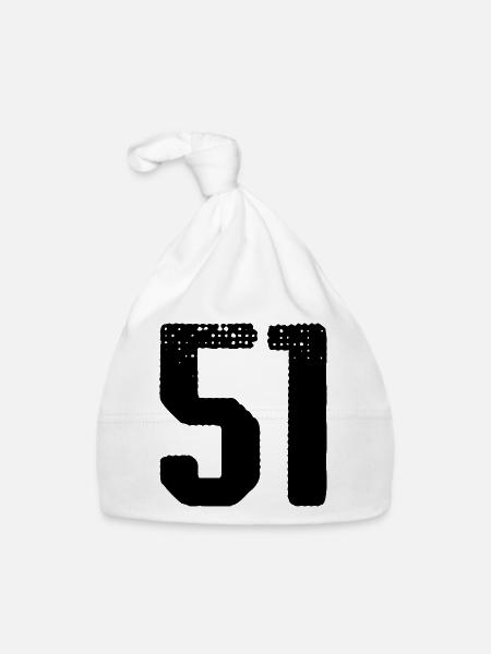 51 Zahl Trikot - Baby Bio-Mütze - Weiß - Vorne