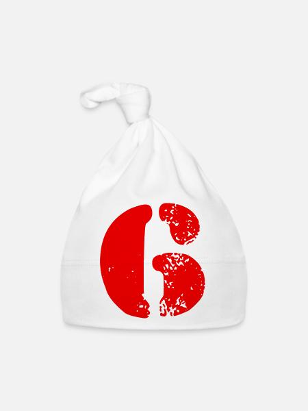 Symbole numérique 6 - Bonnet bio Bébé - blanc - Devant