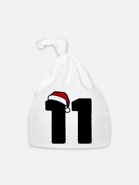11 Zahl Weihnachten - Baby Bio-Mütze - Weiß - Vorne