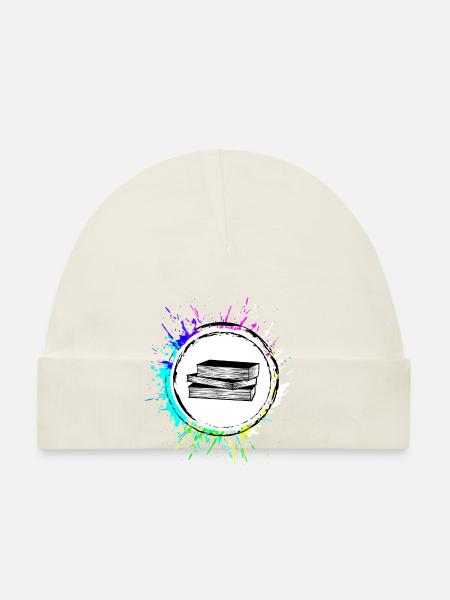 Reading Books Colorful - Organic Baby Cap - white - Front