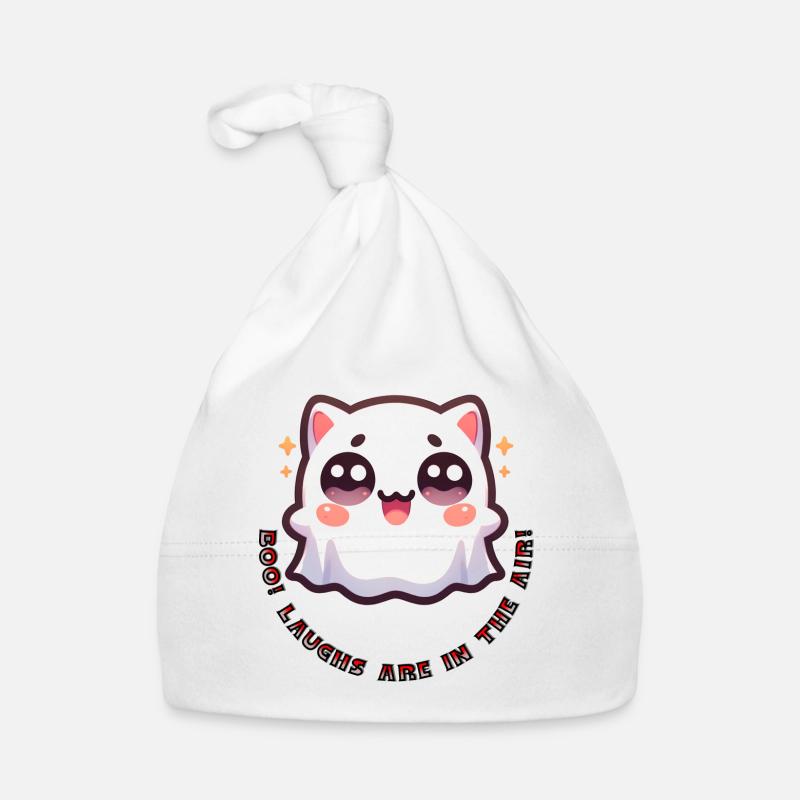 Hou! Les rires sont dans l’air ! Doux fantôme - Bonnet bio Bébé - blanc