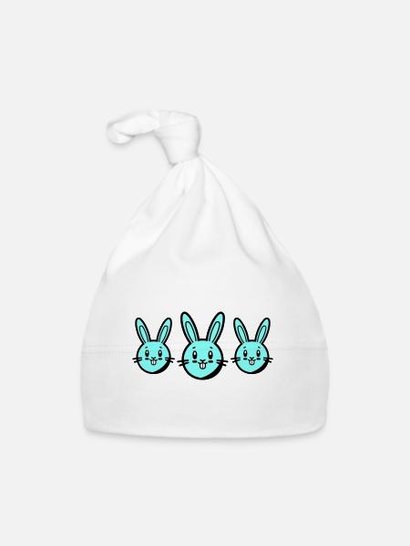 Hase Ostern Symbol - Baby Bio-Mütze - Weiß - Vorne
