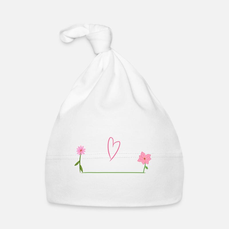 Deux fleurs ligne coeur Bonnet bio Bébé